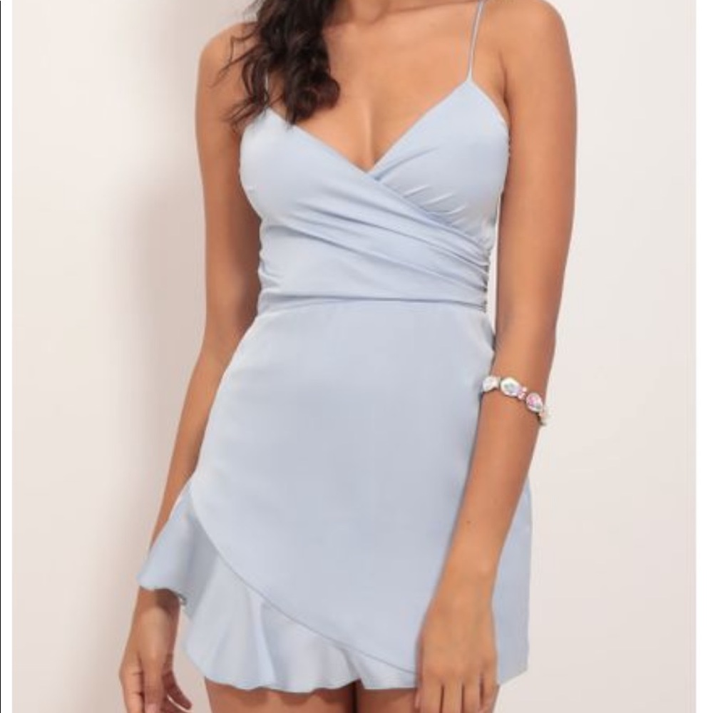 Satin Dress - Light Blue -DESIGNER LUCY IN THE SKY